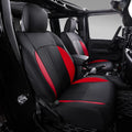 Jeep Wrangler JK 4 Door Front and Back Black Red PU Leather Car Seat Covers Full Set Q72334
