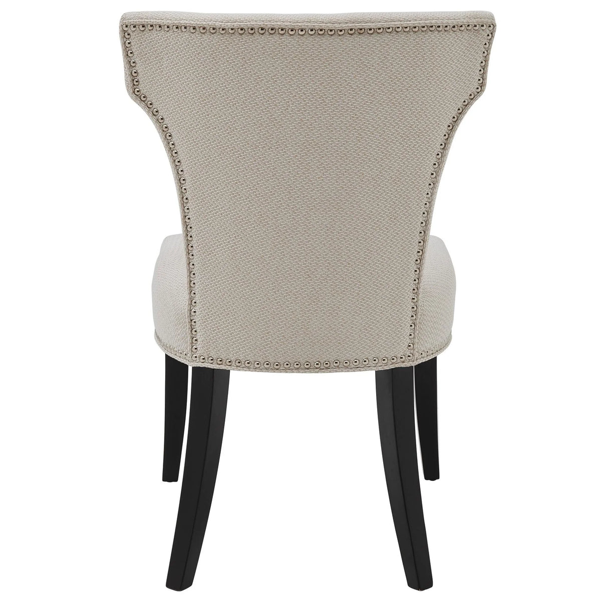 Cream Black Upholstered Fabric Side Chairs Set of 2 O104890