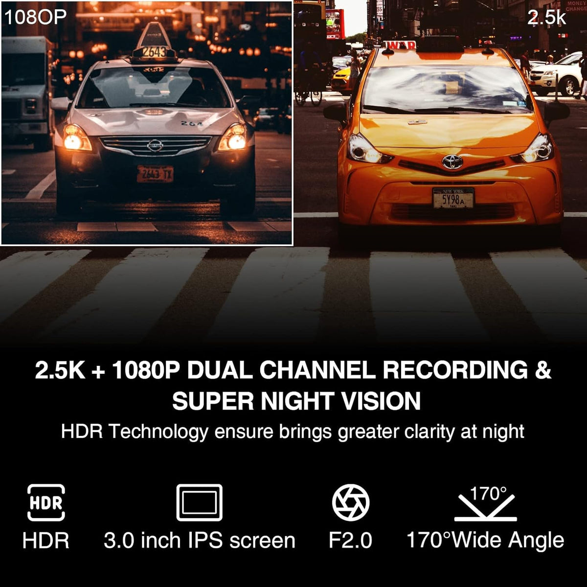 2.5K Dual Dash Camera with Night Vision H168468