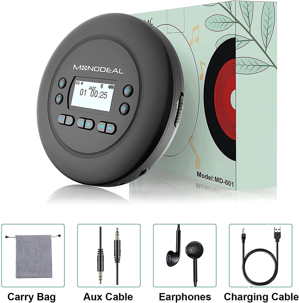 Portable Bluetooth CD Player with Headphones, Pack of 2 Q393