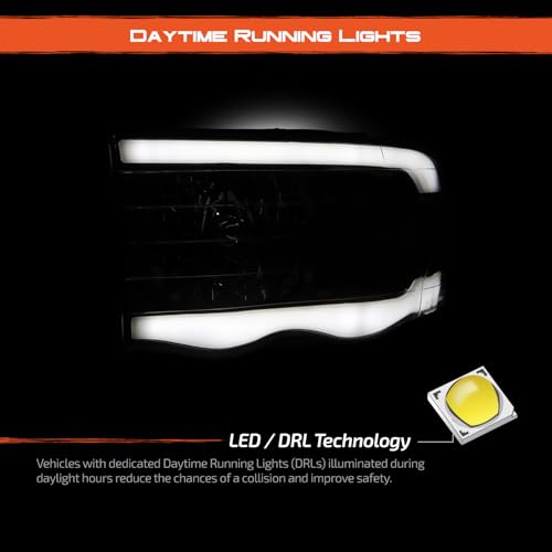 Black Headlight Pair with LED U9607