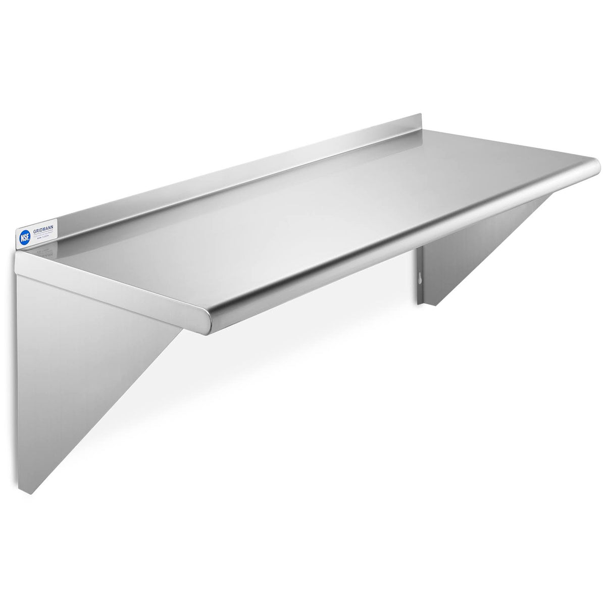 Stainless Steel 18" x 48" Kitchen Wall Mount Shelf with Backsplash T49460