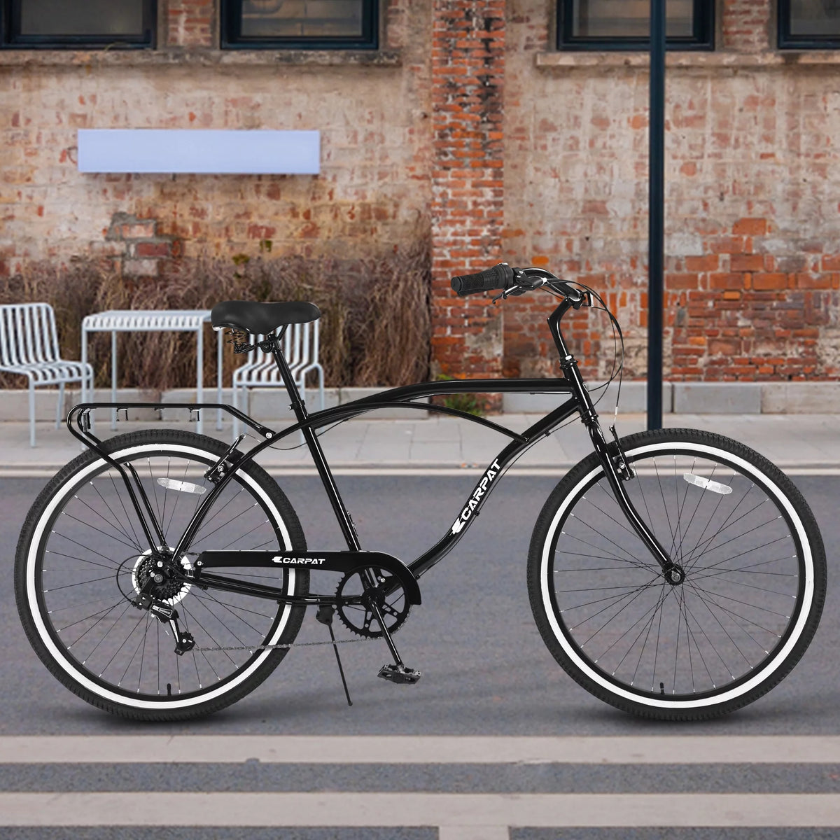 26 inch 7 Speed Black Cruiser Bike T39101