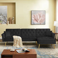 Velvet L Shaped Reversible Sectional Couch with Ottoman Q489