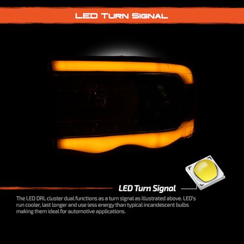 Black Headlight Pair with LED U9607