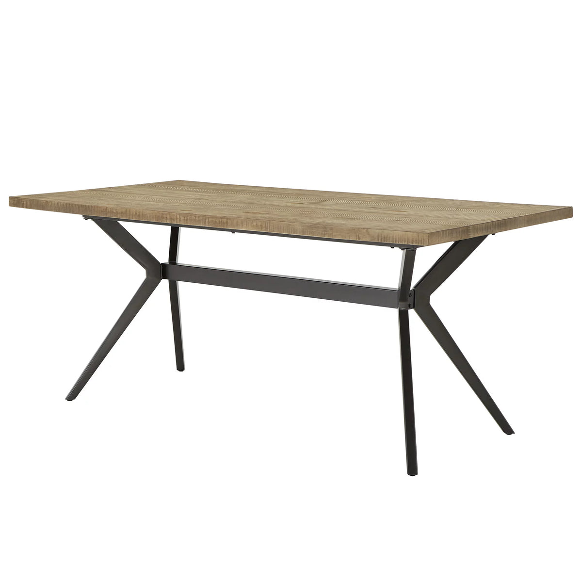 Light Pine and Black Metal Base Dining Table L6530
