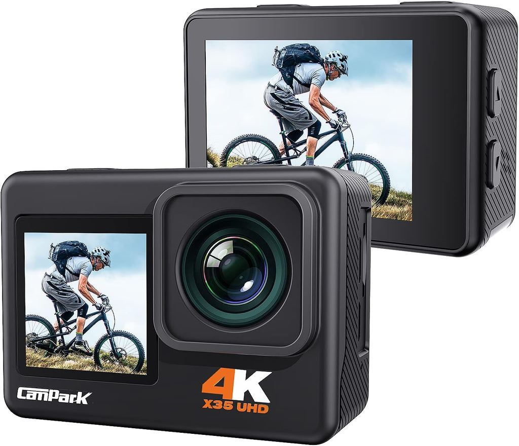 4K Waterproof Action Camera with Dual Screen and 2 Batteries R36945