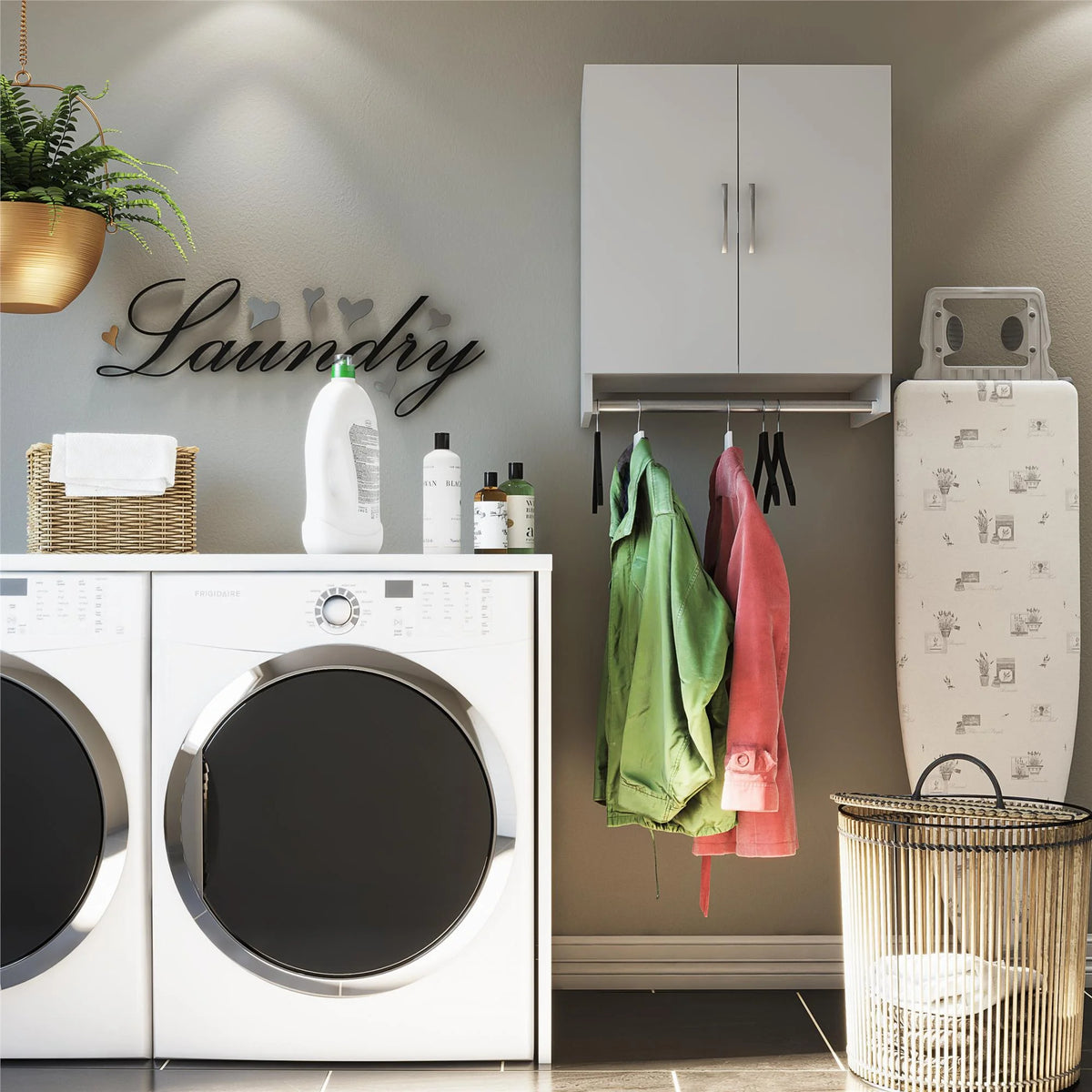 2 Door Wall Storage Cabinet with Hanging Rod Q14259