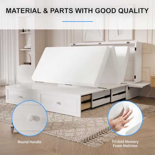 Queen Murphy Bed with Storage Drawers O350405