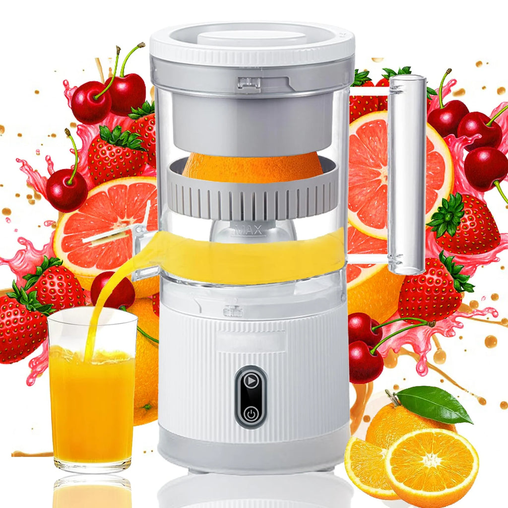 Electric Citrus Juicer Squeezer with Pulp Basket, 300ml, USB Charging, BPA-Free (White) V50116
