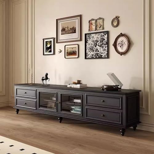 Black Solid Wood TV Stand (200X40X55CM) W760206