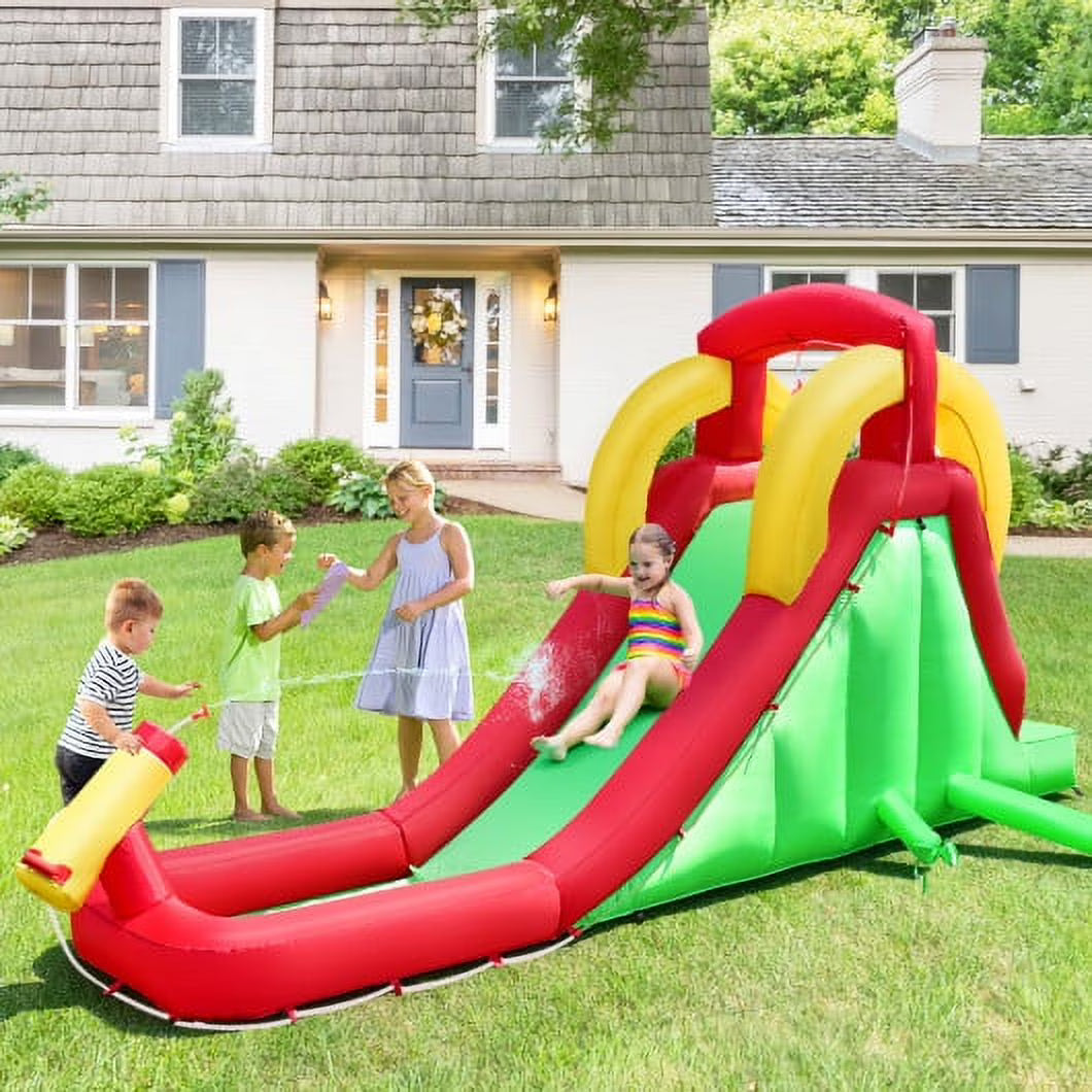 Inflatable Water Slide Bounce House with Climbing Wall and 550W Blower U153