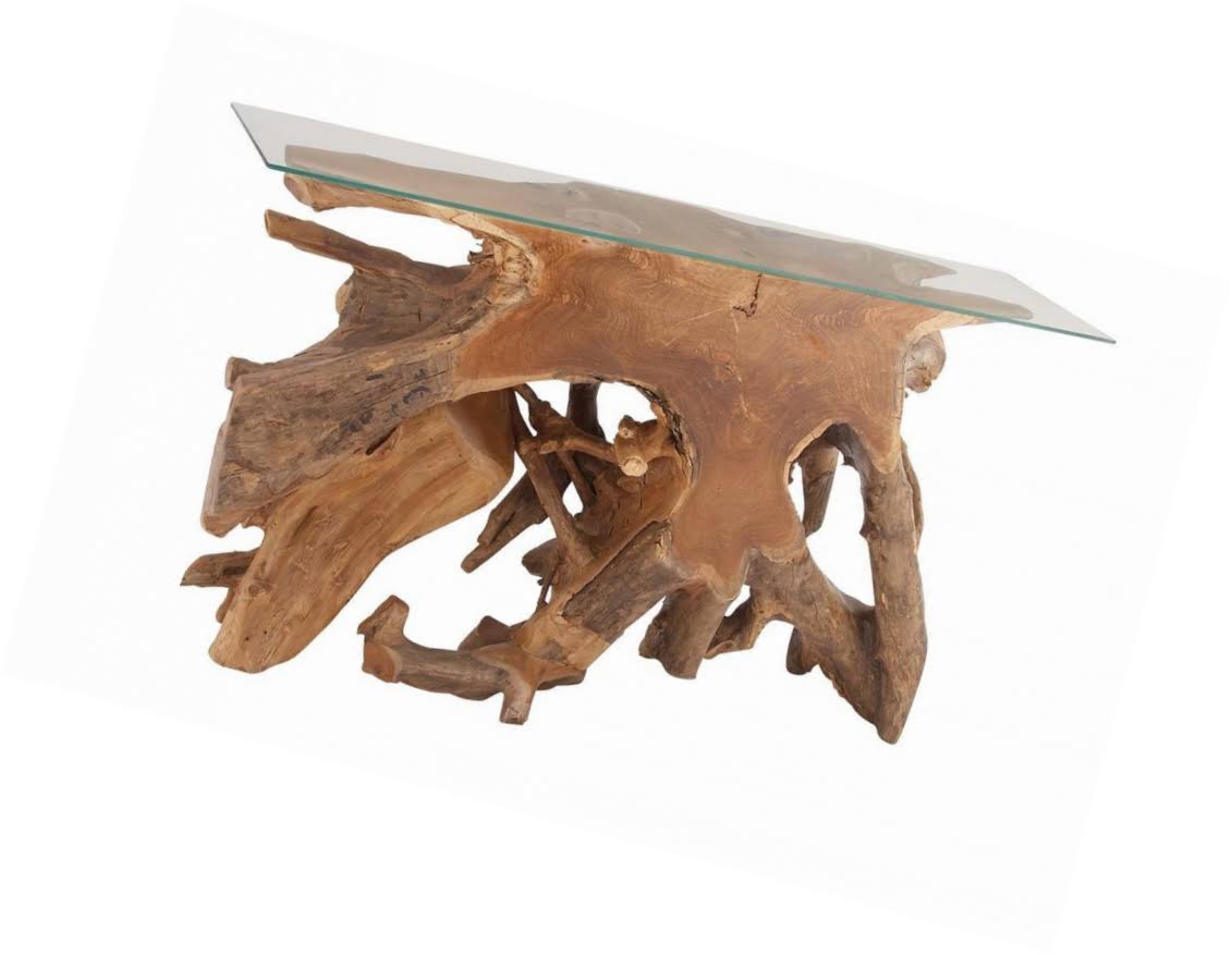 Teak Glass Console Table X799674