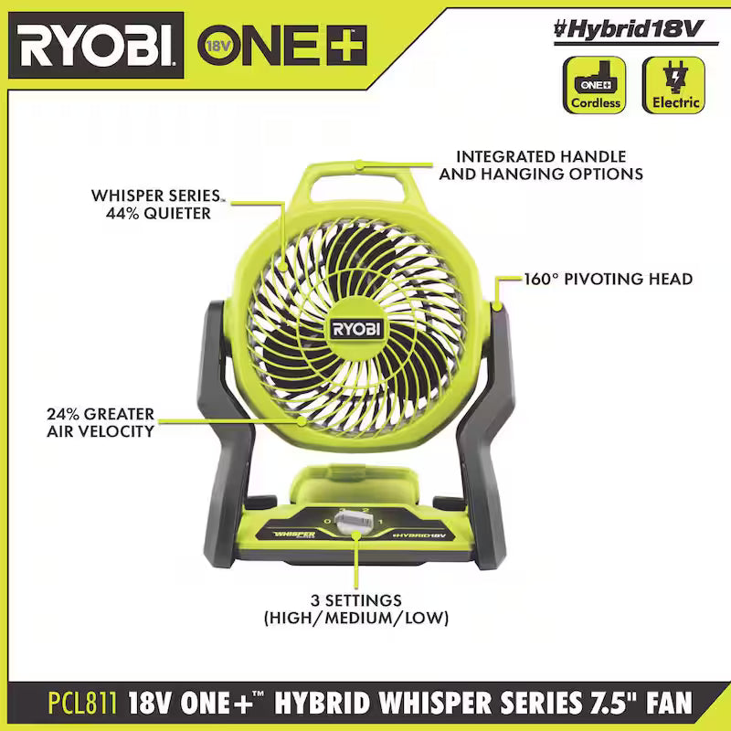 18V Cordless Hybrid 7-1/2 in. Fan V58090