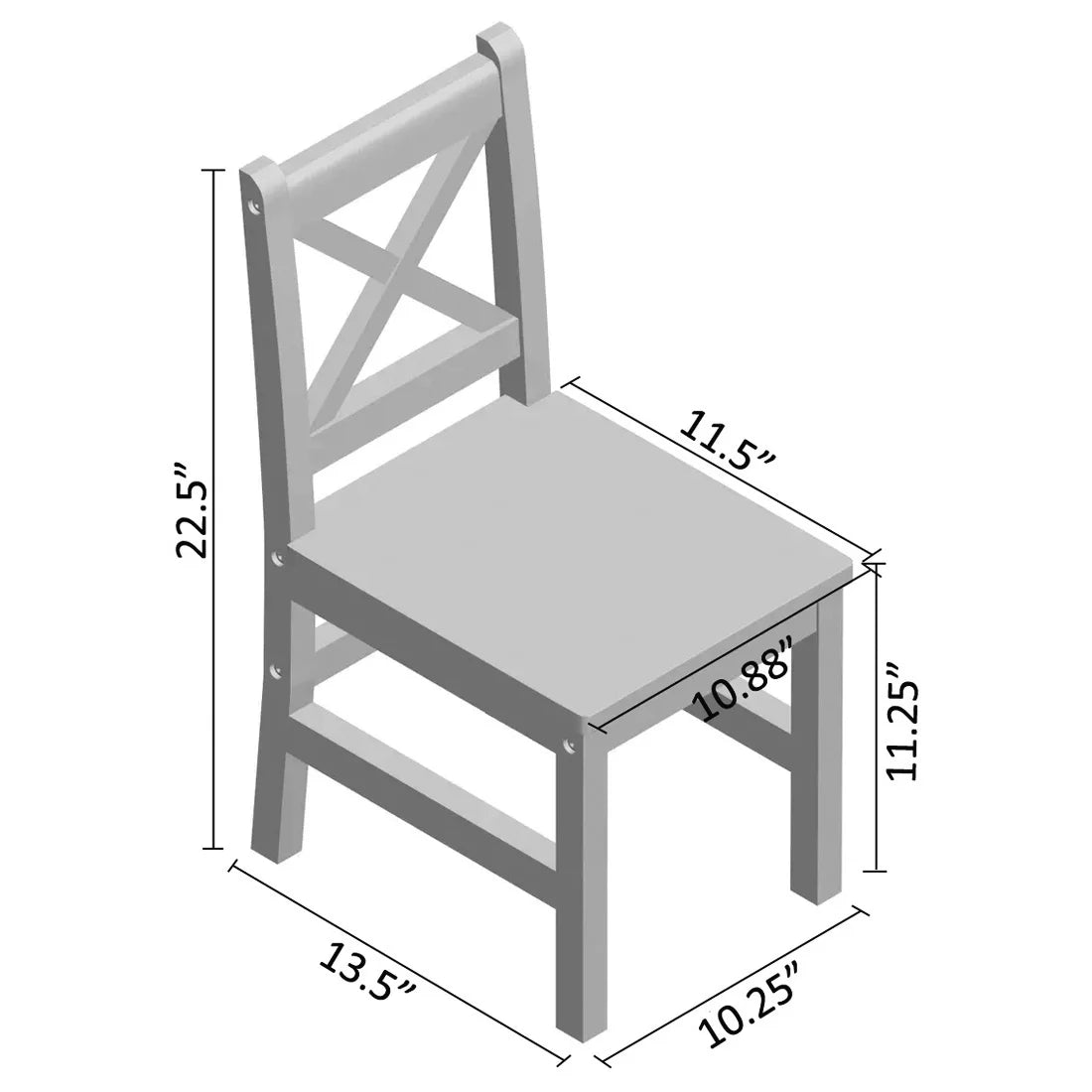 Solid Hard Wood X Back Kids Chair Set of 2 T3408