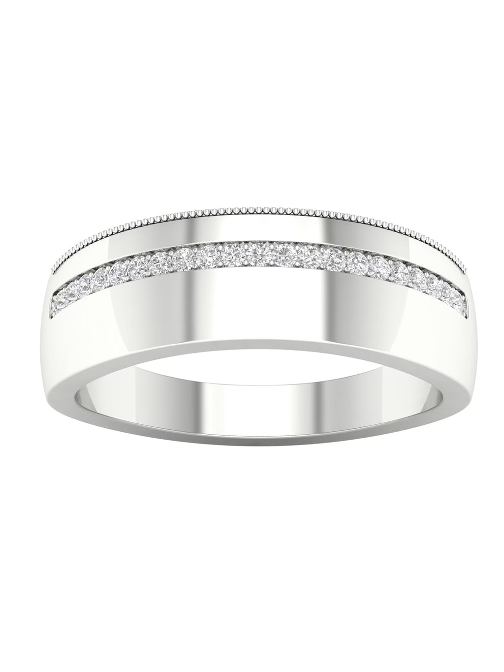 10k White Gold Diamond Mens Band W75397