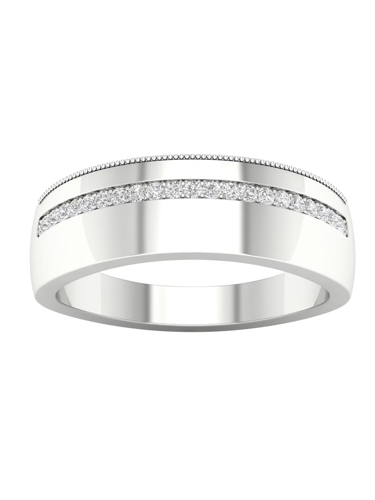 10k White Gold Diamond Mens Band W75397