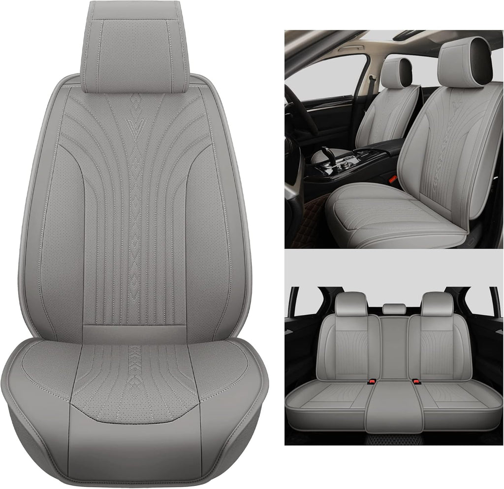 Beige and Blue Leather Car Seat Covers Full Set H510