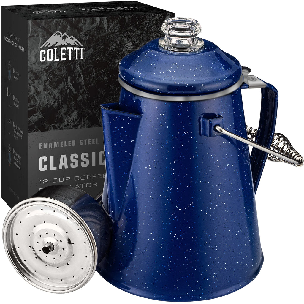 Classic Camping Coffee Percolator 12 Cup Enamelware G781