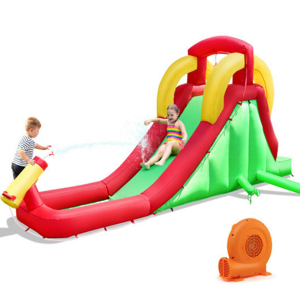 Inflatable Water Slide Bounce House with Climbing Wall and 550W Blower U153