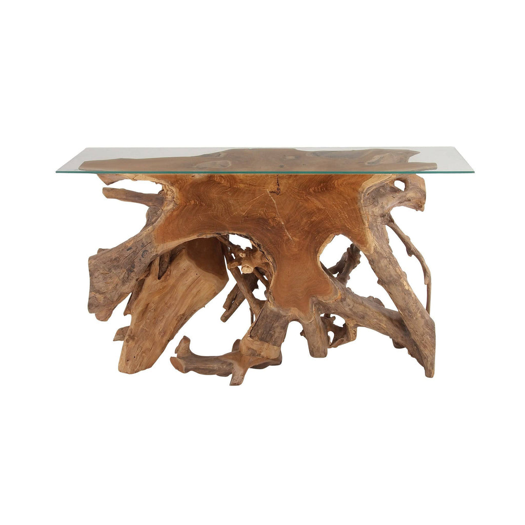 Teak Glass Console Table X799674