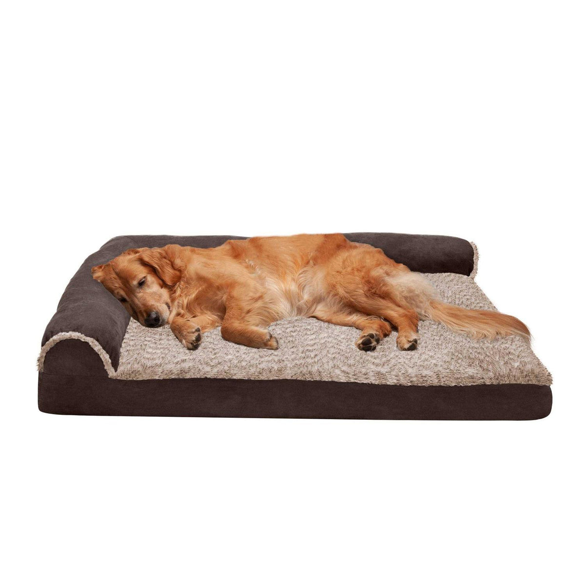 Two-Tone Faux Fur Suede Chaise Lounge Dog Bed G367