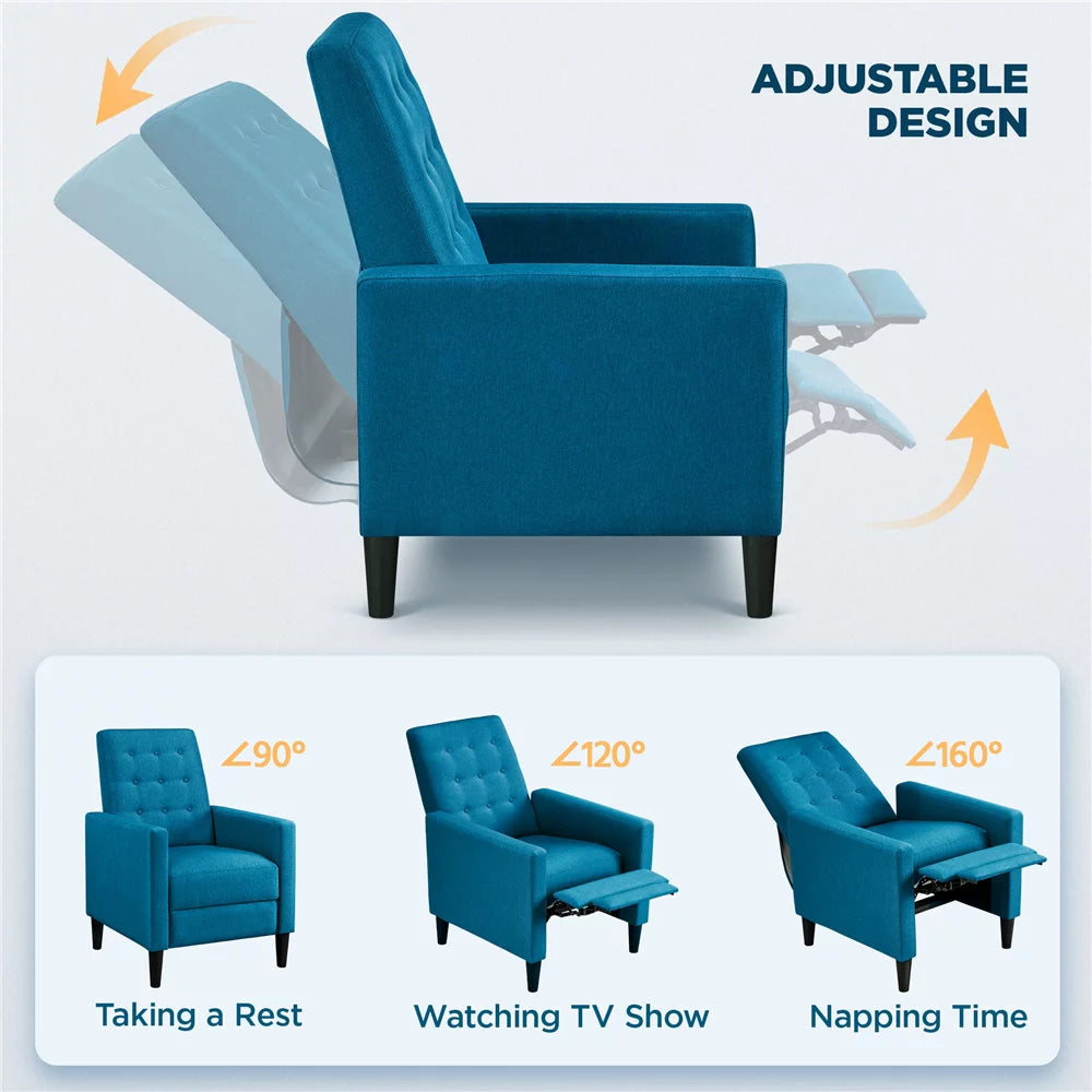 2PCS Blue Fabric Recliner Chair Q23477