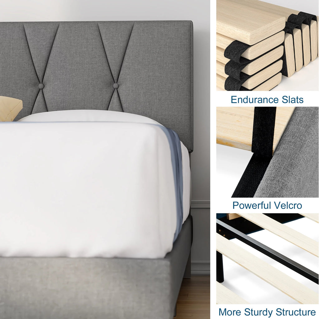 Full Size Platform Bed with Upholstered Headboard C7776