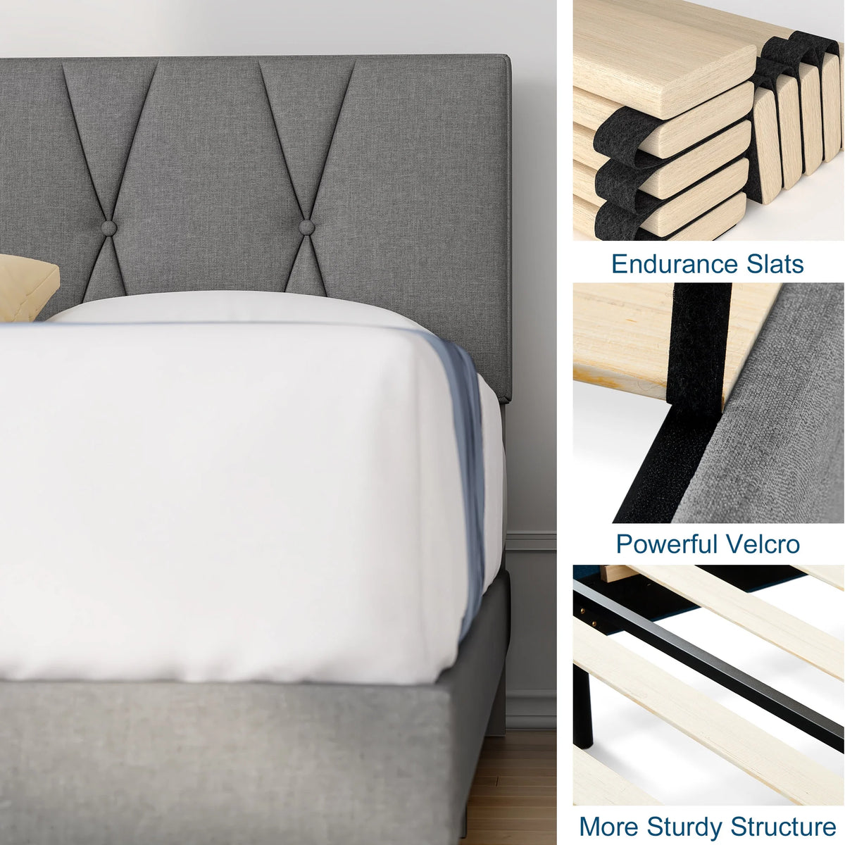 Full Size Platform Bed with Upholstered Headboard C7776