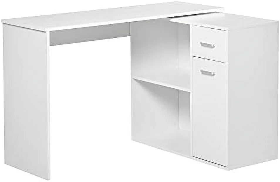 L Shaped Computer Desk with Shelves Drawer and Cabinet Black G689