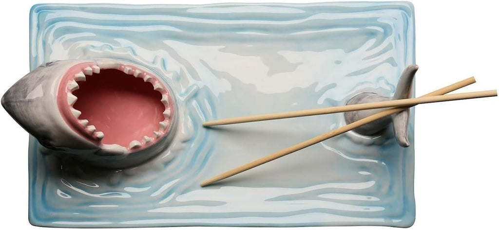 Shark Plate With Sauce Compartment, Handmade Ceramic Sushi Platter L261022