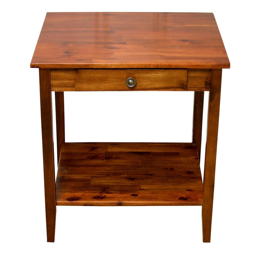 Solid Acacia 1-Drawer End Table - Mahogany O572535