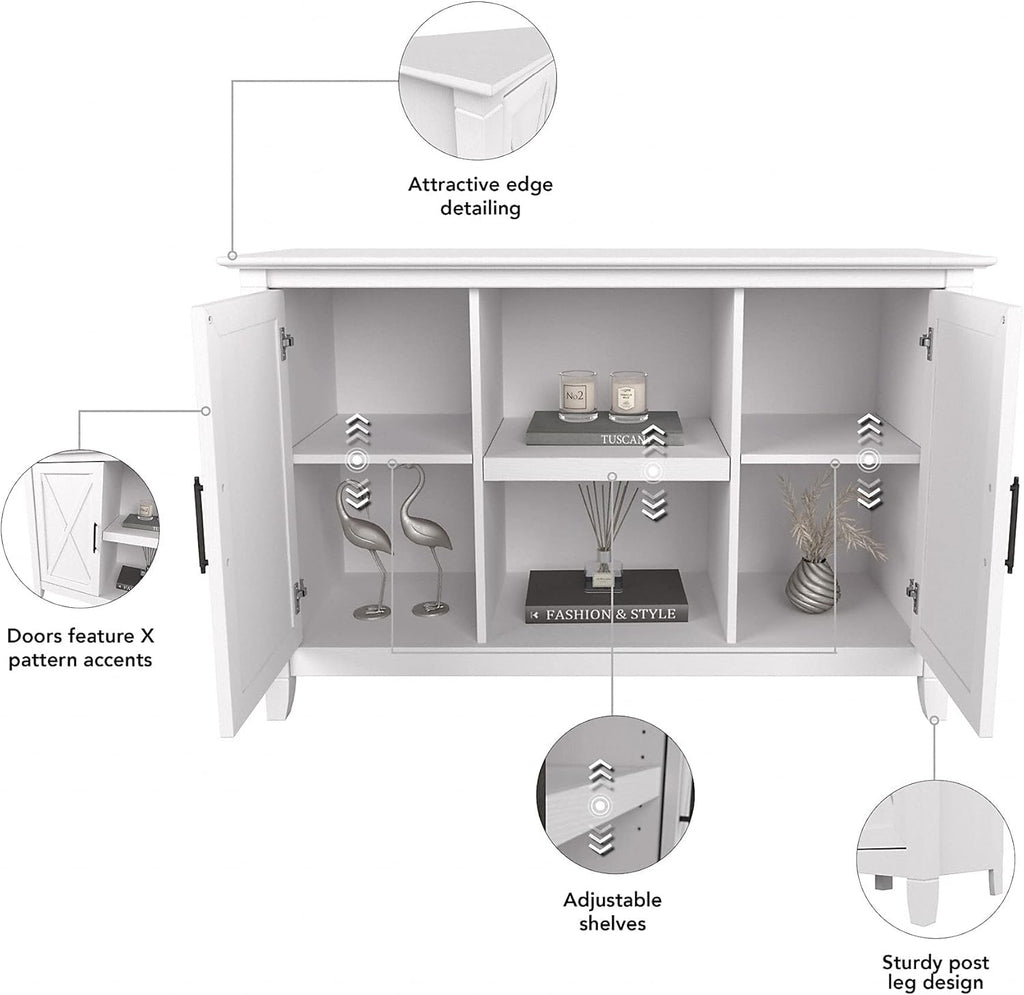 Pure White Oak Accent Cabinet with Doors X734