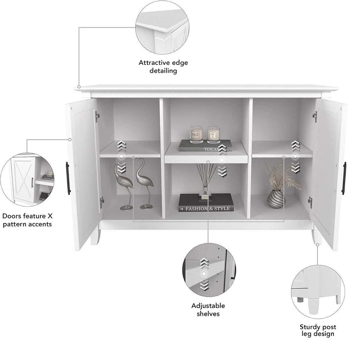 Pure White Oak Accent Cabinet with Doors X734