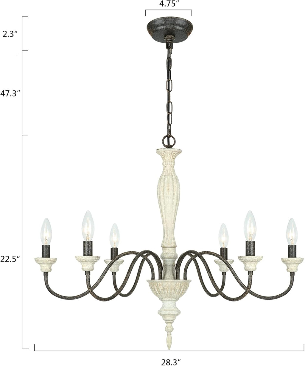 6-Light Chandelier with Imitation Wood and Stardust Iron U980960