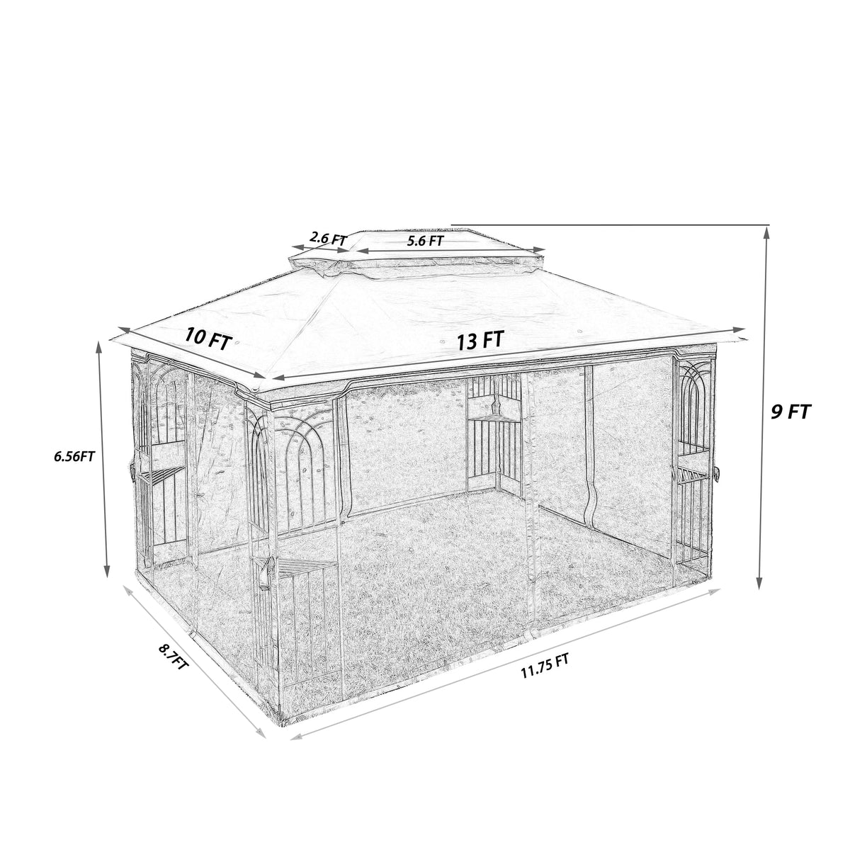 Brown Outdoor Patio Gazebo Canopy Tent With Mosquito Net J236337