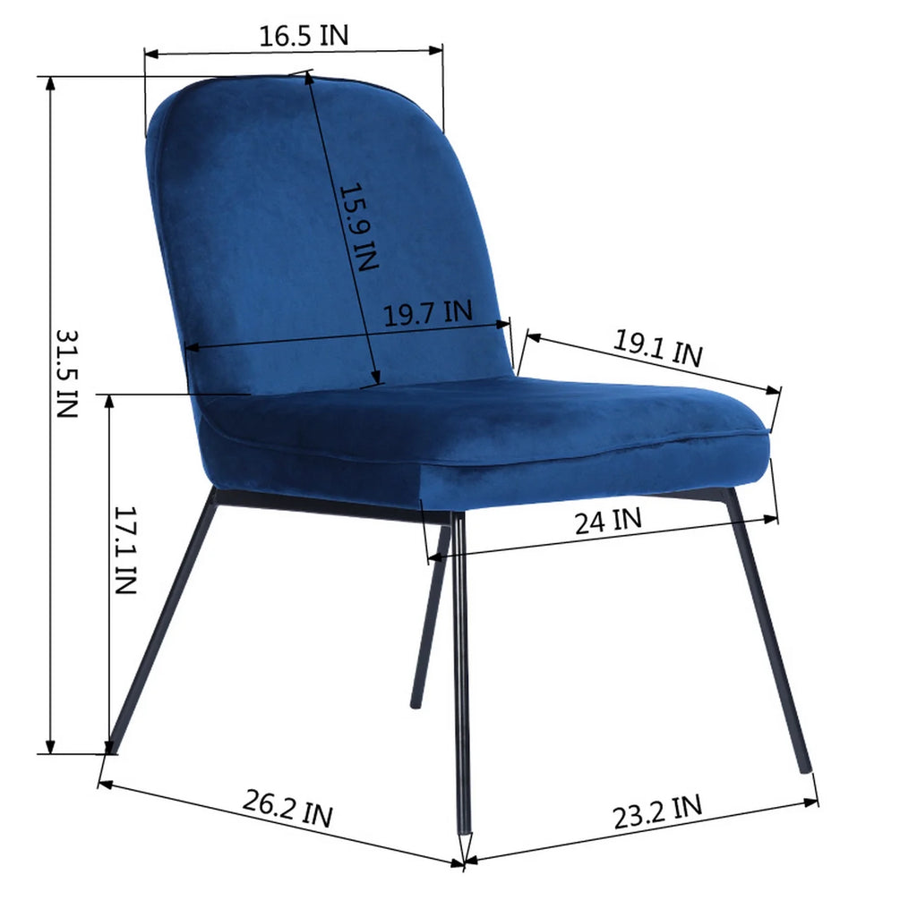 Velvet Accent Chair Set of 2 Navy Blue N716