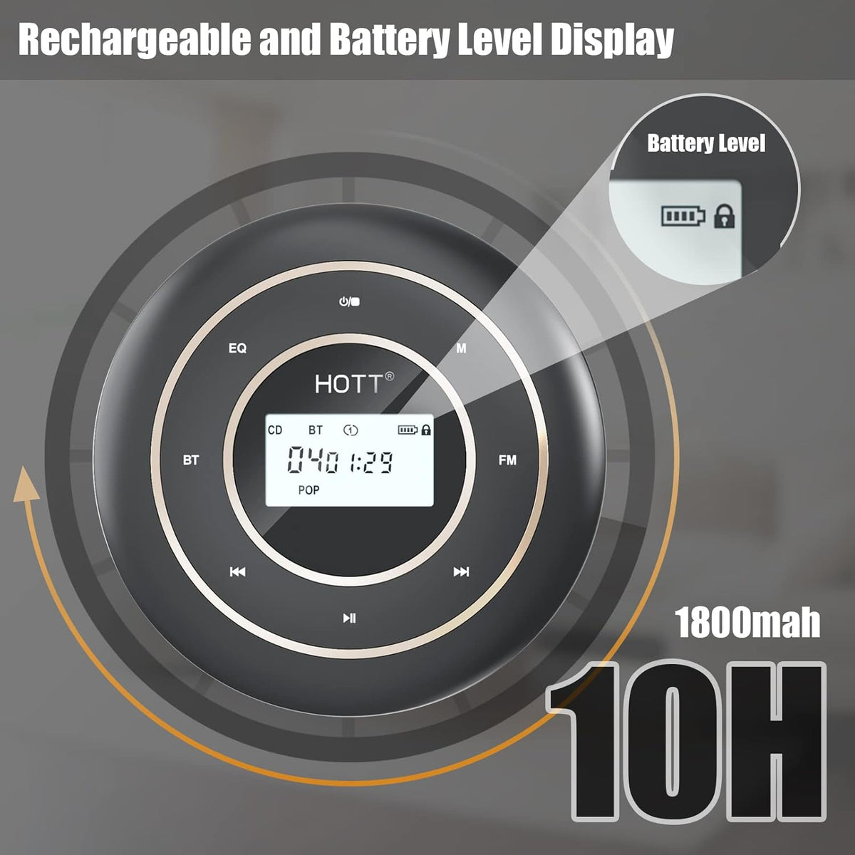Portable CD Player with Bluetooth 5.0 and FM Transmitter Q15676