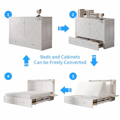 Queen Murphy Bed with Storage Drawers O350405