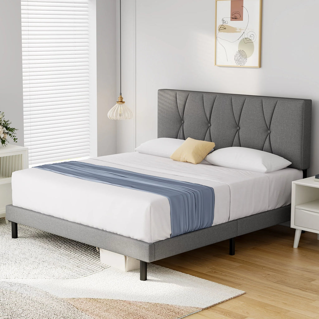 Full Size Platform Bed with Upholstered Headboard C7776