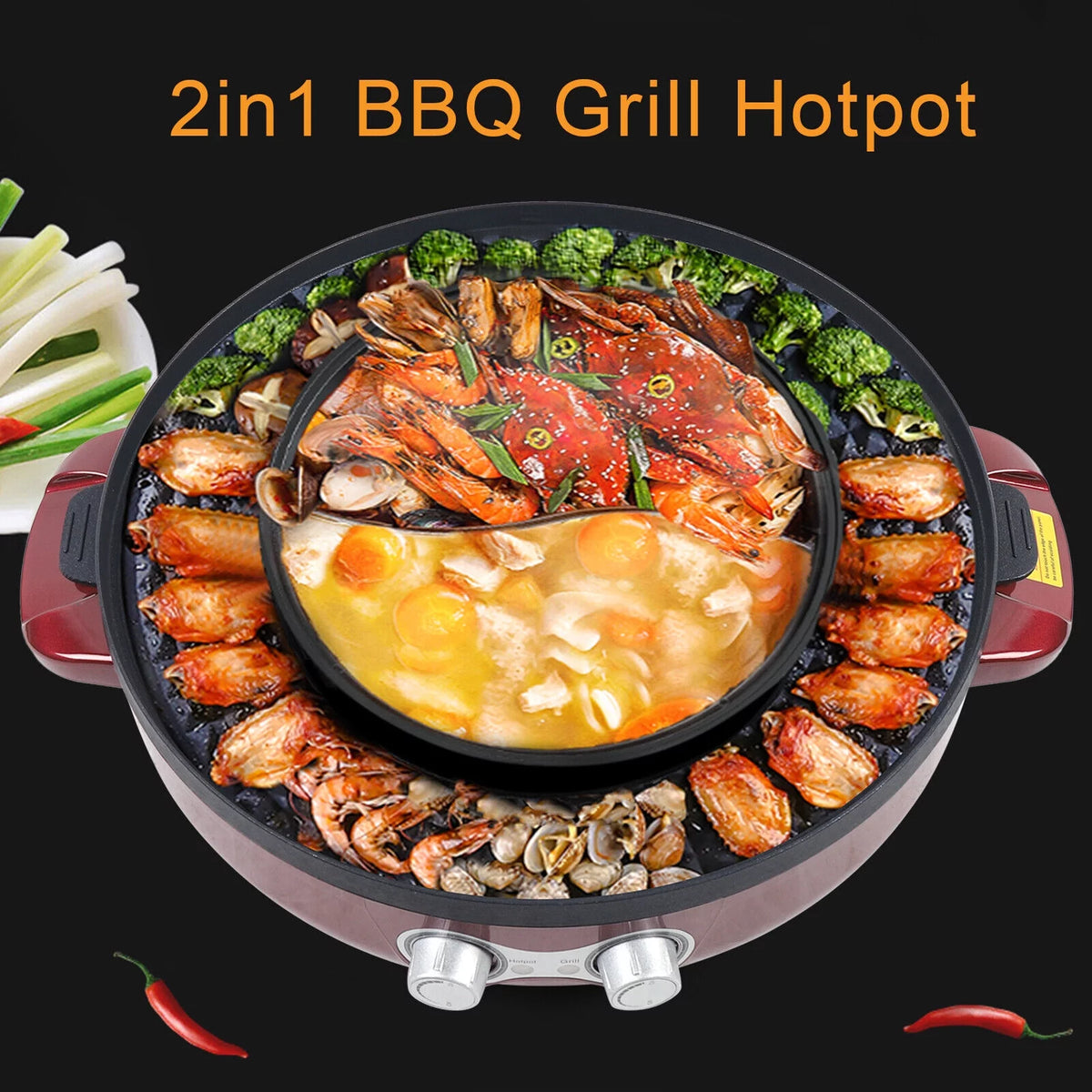 2 in 1 Electric Hot Pot Grill W243863