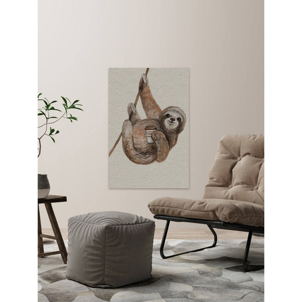 Handmade Hanging Sloth Print on Wrapped Canvas - 20 x 30 R983064
