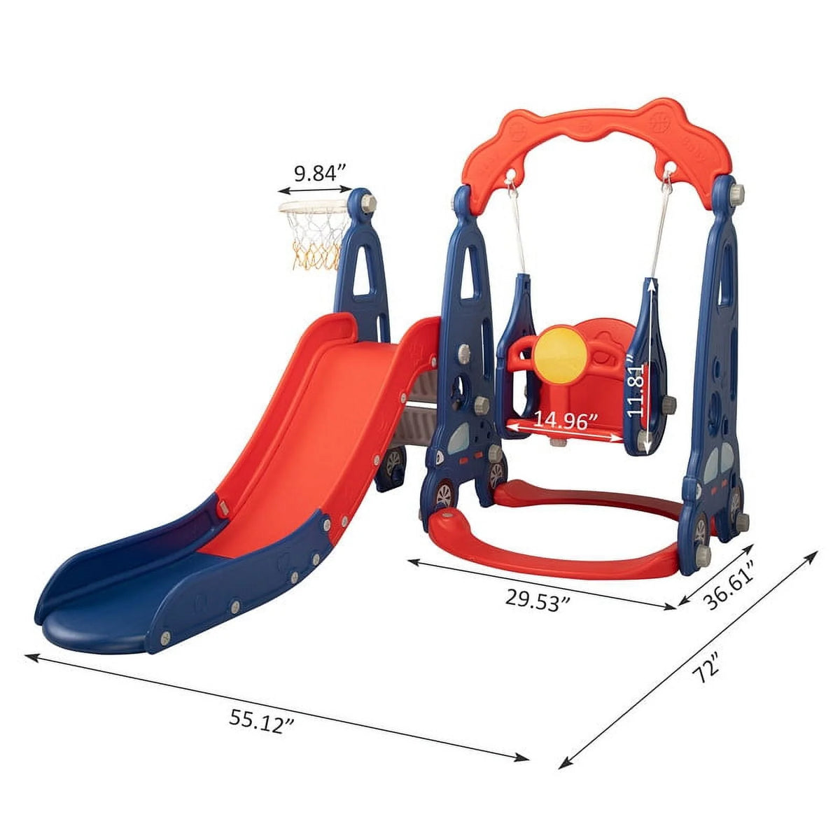 Toddler Slide and Swing Set with Basketball Hoop X227