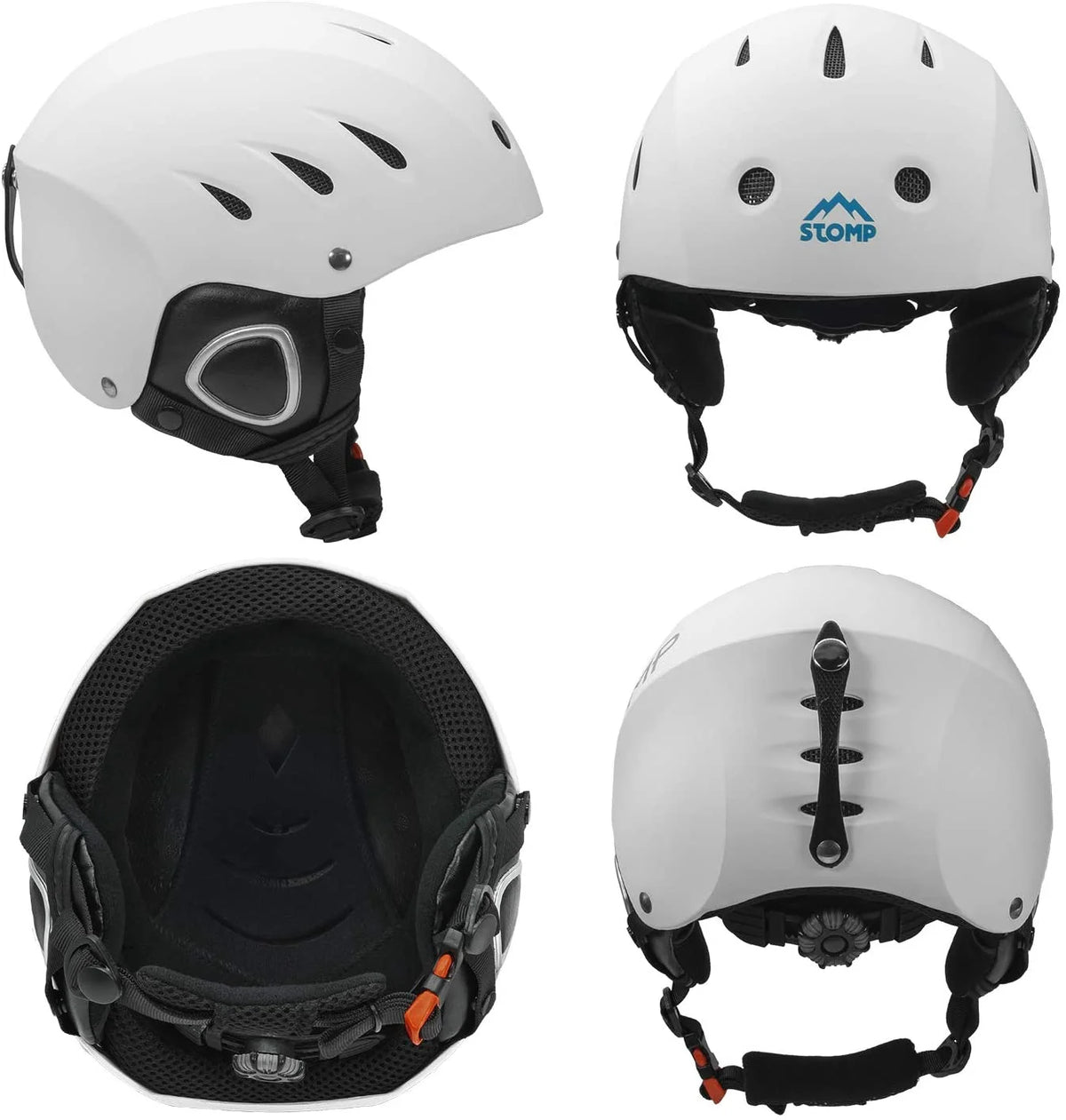 Matte White Ski Helmet with Build-In Ear Pads O692