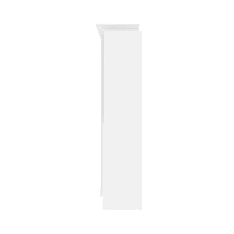 White Wood Queen Murphy Bed with 2 Organizers R70689