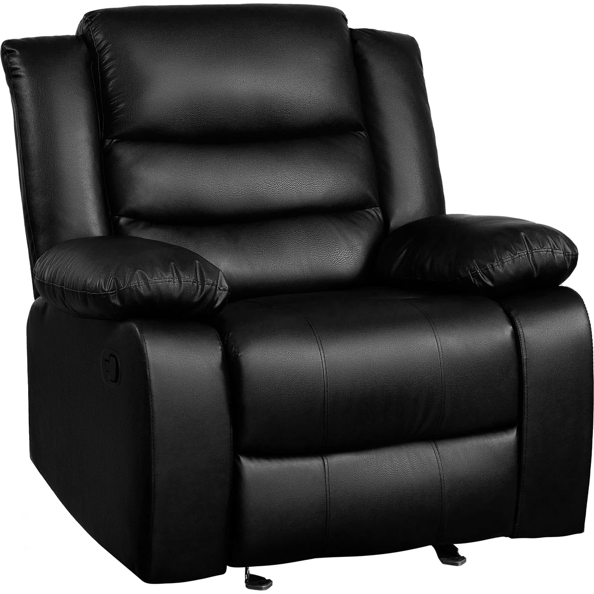 Oversized Faux Leather Manual Rocker Recliner Chair, Black W30626
