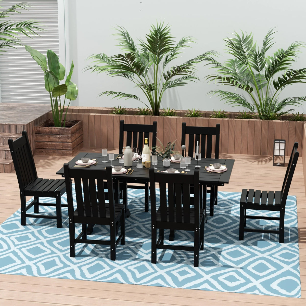 7-Piece Rectangular All Weather Outdoor Dining Set H958