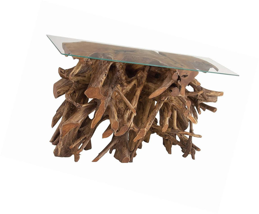 Teak Glass Console Table X799674