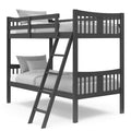 White Twin Solid Hardwood Bunk Bed with Ladder and Safety Rail Z117666