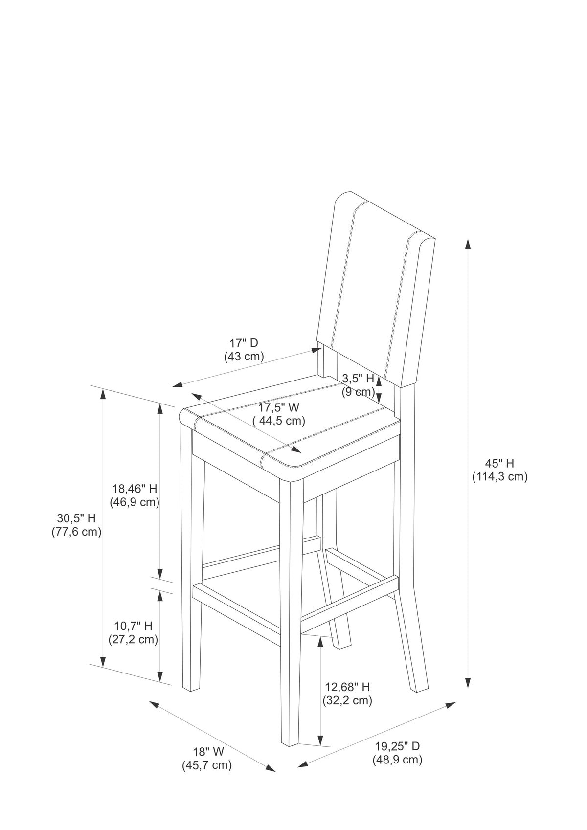 Brown 30 inch Bar Stool W206082